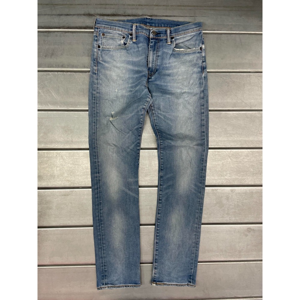 Levis 511 Jeans Mens 32X33 Blue Medium Wash Denim Slim Straight Leg Distressed